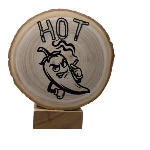 Hot Chili engraved ona wooden trivet