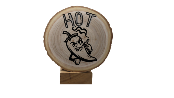 Hot Chili engraved ona wooden trivet